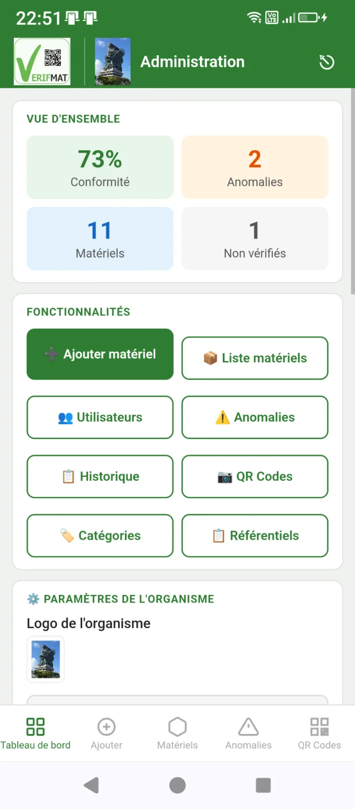 Administration Verifmat sur PC Windows
